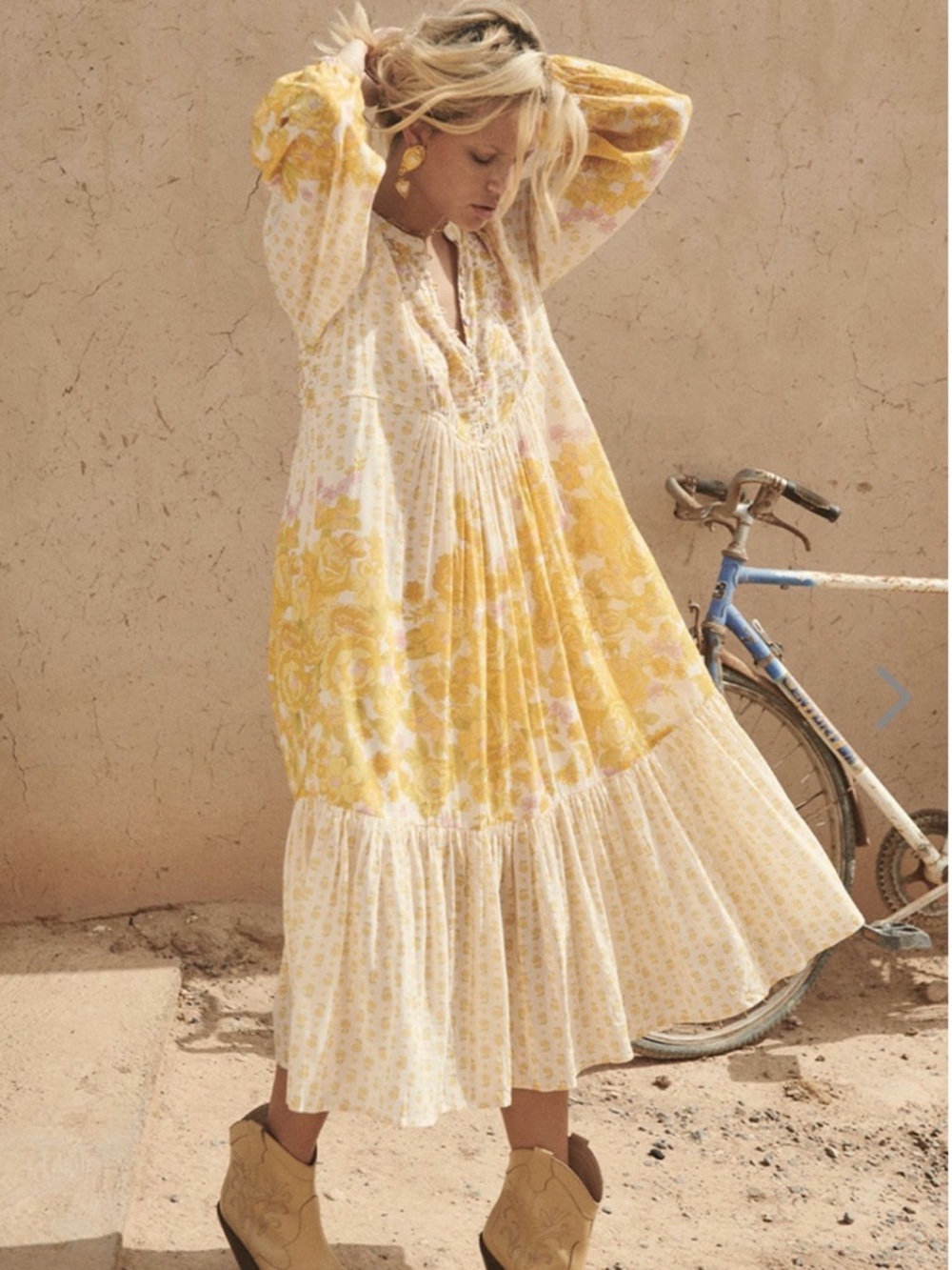 SPELL 🌼 Yellow Rose Boho Midi XS